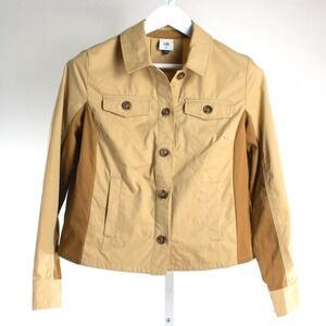 Cabi XS Women Tan #4301 Cotton Button Down Mason Jacket Collared Utility X Small